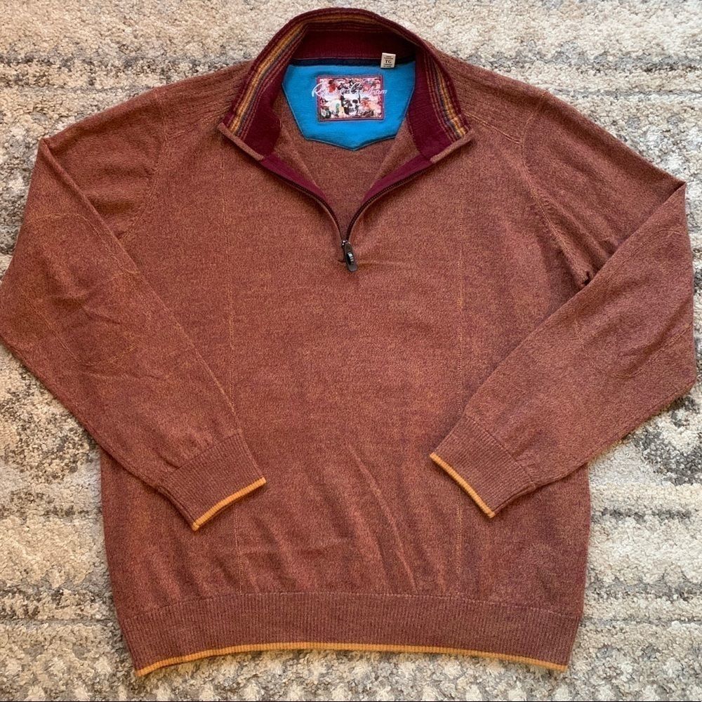 Robert GrahamโClassic Fit 1/4ย Zip Wool Collectors Sweater XL